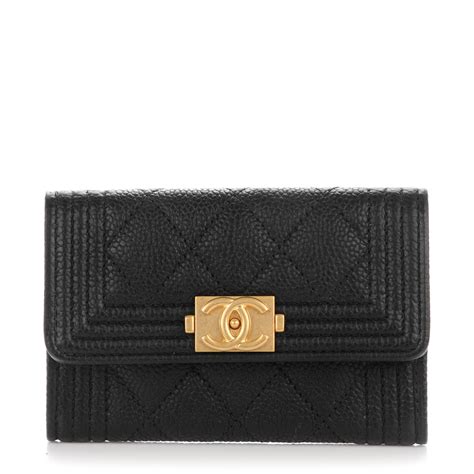 chanel boy card holder black